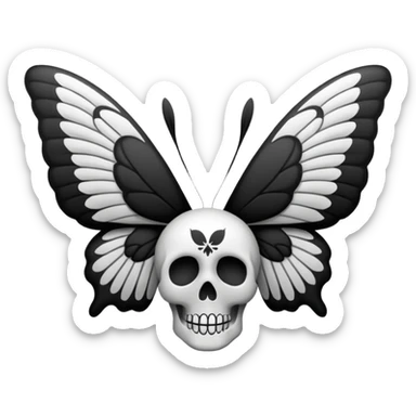 crea un emoji de una mariposa / polilla de la muerte pero que la calavera esté en las alas  sticker