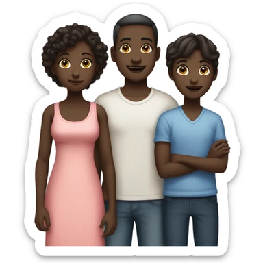family. 4 Siblings. 3 male. 1 female. The girls are all tall 1 girl is dark skin and the other 3 boys taller and dark skin sticker