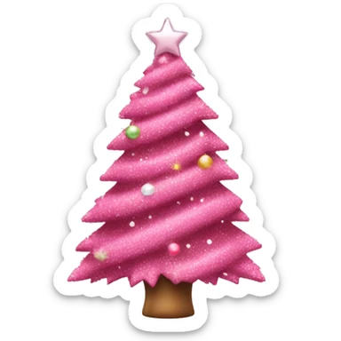 Pink decorated Christmas tree sticker