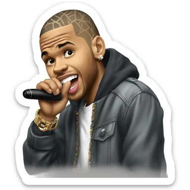 Hyper Realistic Chris Brown singing to Karruche  sticker