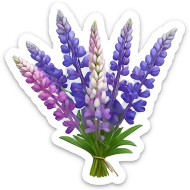 Bouquet of lupine flowers multicolored sticker