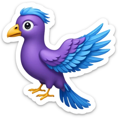 una pluma de ave morada con azul sticker
