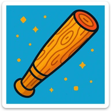 wood baton vibrant cartoon style sticker