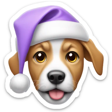 dog wearing pastel purple santa hat  sticker