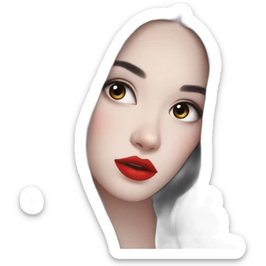 Beautiful young woman,Black hair,long hair,White skin,oval face,big eyes,Blackeyes,Redlips,Chinese sticker