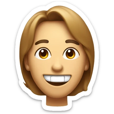 Face with Inward arched eyebrows triangular eyes tongue licking top lip and smiling  sticker