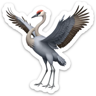 sand hill crane flying with two legs sticker