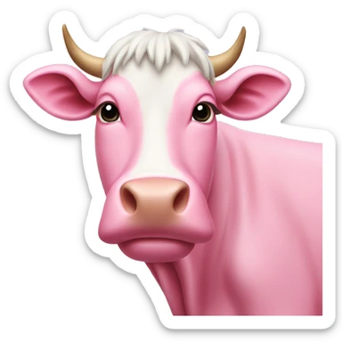 pink cow with whiskers  sticker