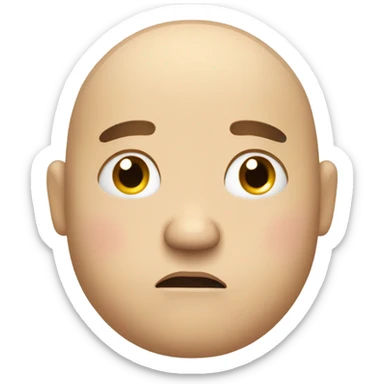 Very tired person who looks exhausted and is overweight, has barely any hair and huge under eye circles   sticker