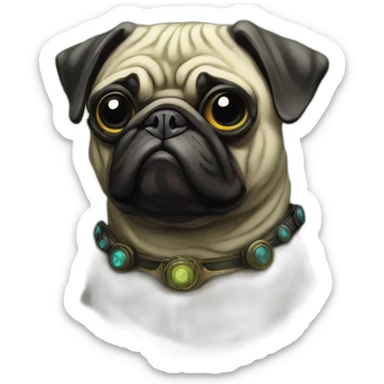A cyberpunk pug in Art Nouveau style during 1910 sticker
