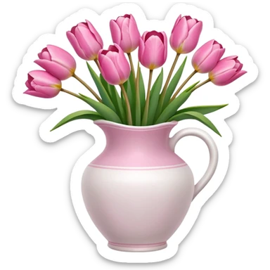 pink tulips in white vase sticker