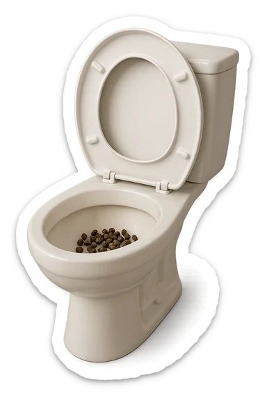 wc dentro cui cadono feci di animale a pallini, iperrealistico 4k sticker