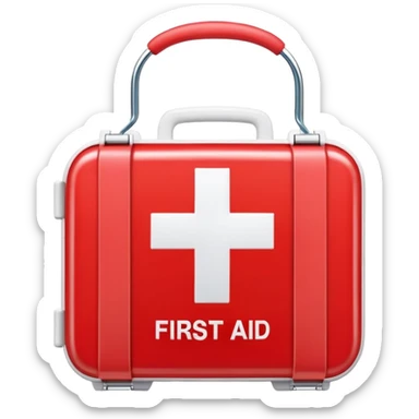 red first aid kit with white cross sticker