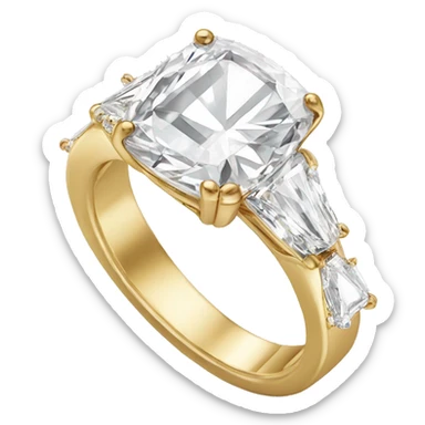 One Cushion cut diamond ring gold band  sticker