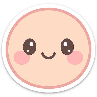 cute face, cartoon style, pink cheeks, wide eyes, joyful expression, soft colors sticker