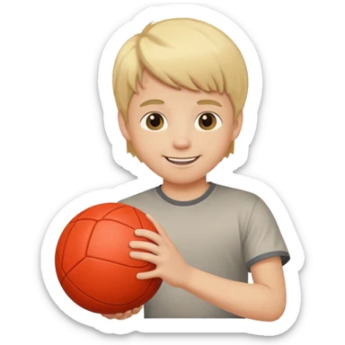 a son with blond hair playing a ball  sticker