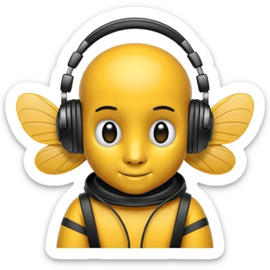 DJ bee with headphones sticker