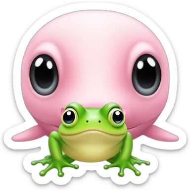Pink beluga whale with the face of a frog sticker