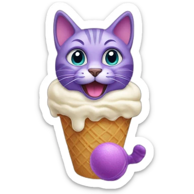 Purple cat it ice cream sticker