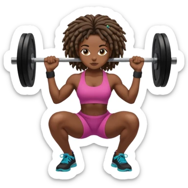 Black girl with locs squatting a barbell sticker