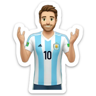 27-year-old man with brown hair, green eyes and an Argentine national team shirt applauding condescendingly sticker