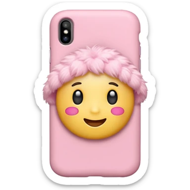 Emoji with a iPhone and a pink case with a soft fluffy pink case and decorations with accessories and sticker