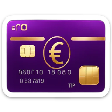 Dark Purple Credit card with huge golden euro sign sticker