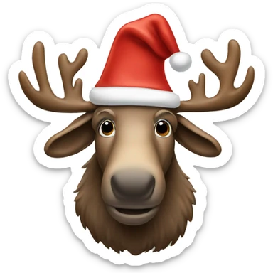 Moose wearing a Santa hat  sticker