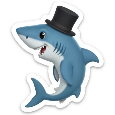Shark with a top hat sticker