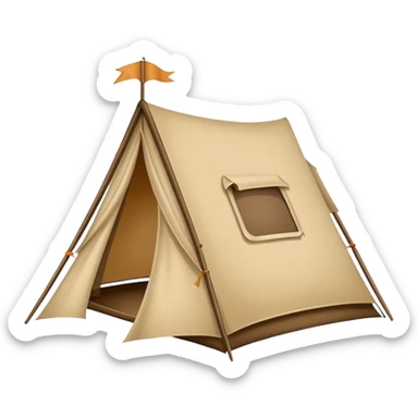Large camping tent made of felt texture, scrapbooking style, transparent background sticker