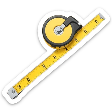 Yellow tape measure unrolled on table sticker