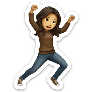 brunette girl dabbing sticker