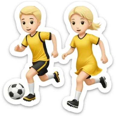 kids play soocer in yellow dress, boys sticker