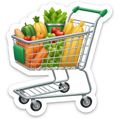 create shopping trolley emoji with green tone color sticker