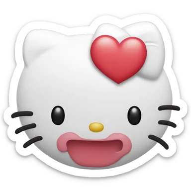 Hello kitty head blowing heart kiss sticker