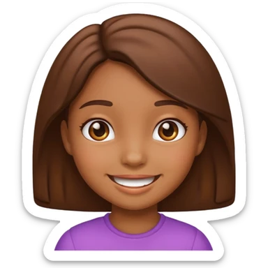 Cute girl kid emoji brown sticker