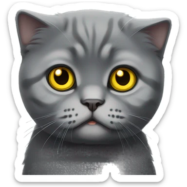 Dark Gray Scottish fold cat w yellow eyes  sticker