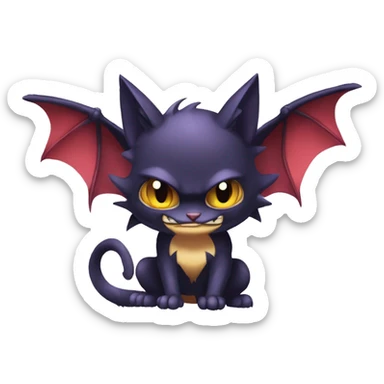 Cool Cute Edgy Chibi Bat-Cat-Noivern-Noibat-Litten-Pokémon-Fakémon-hybrid sticker