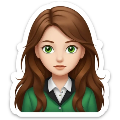 Vull una noia amb els cabells marró llargs, ulls verds i roba molt maca sticker
