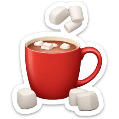 red mug with hot cocoa and marshmallows in it sticker