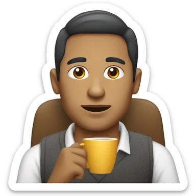 Light skin Colombian guy sitting in a chair drinking a coffee  sticker