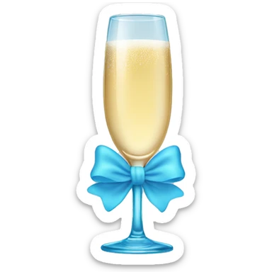 Champagne glass with baby blue bow on stem sticker