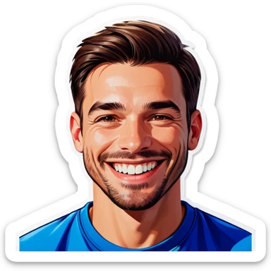 male portrait indoors with smile sticker