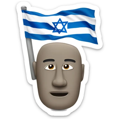 flag of israel with Moai instead of star of david sticker