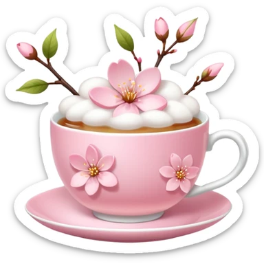 Cute Pastel pink Cherry Blossom Sakura Tea sticker