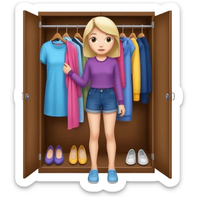 girl picking clothes from closet sticker