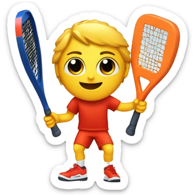 Padel player ith a paddle racket sticker