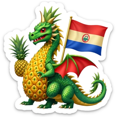 Dragon with the flag of costa rica and a pineapple sticker