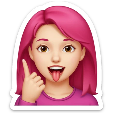 Girl biting finger with teeth only index finger sticker
