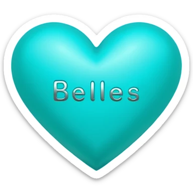 Teal heart with hearts and Belles wording sticker